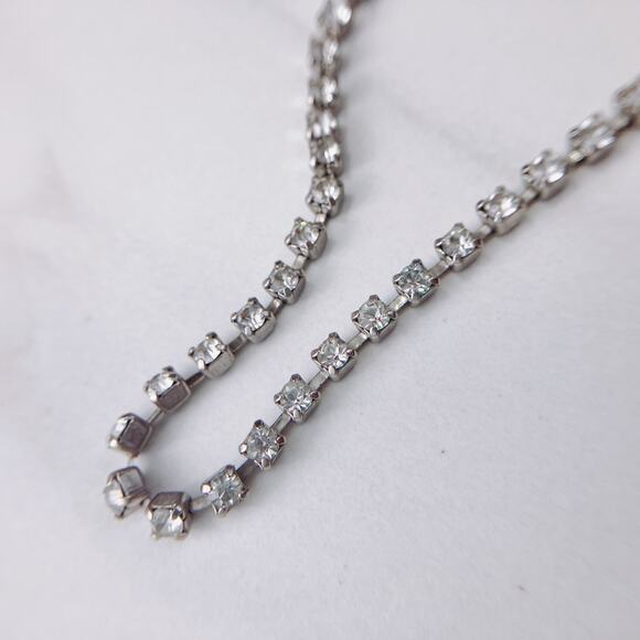 Vintage Mid Century Choker Necklace, Rhinestone, Hollywood Regency, 1950s - Picture 10 of 11